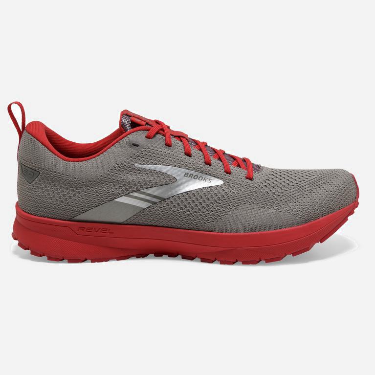 Brooks Revel 5 Australia - Men's Performance Road Running Shoes - Grey/Red (718049-CSQ)